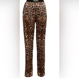 Tom Ford Leopard stretch silk Blend pants XL